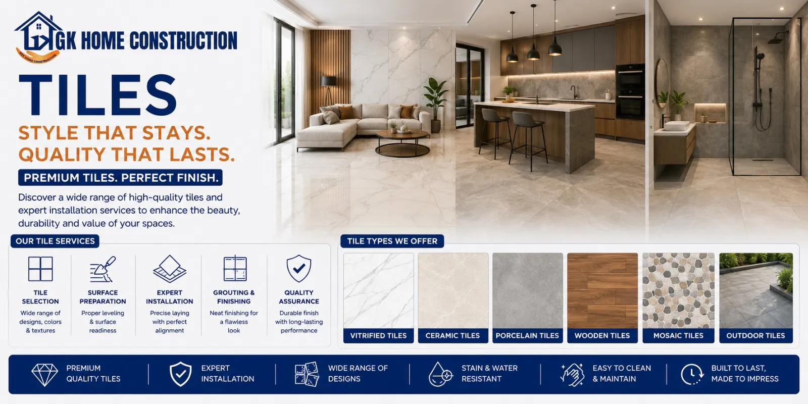Tiles services in GK Home Construction